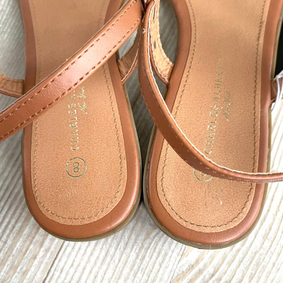 Charles Albert Cassie Studded Block Heel Sandals | Brown Size 8 - Picture 5 of 8